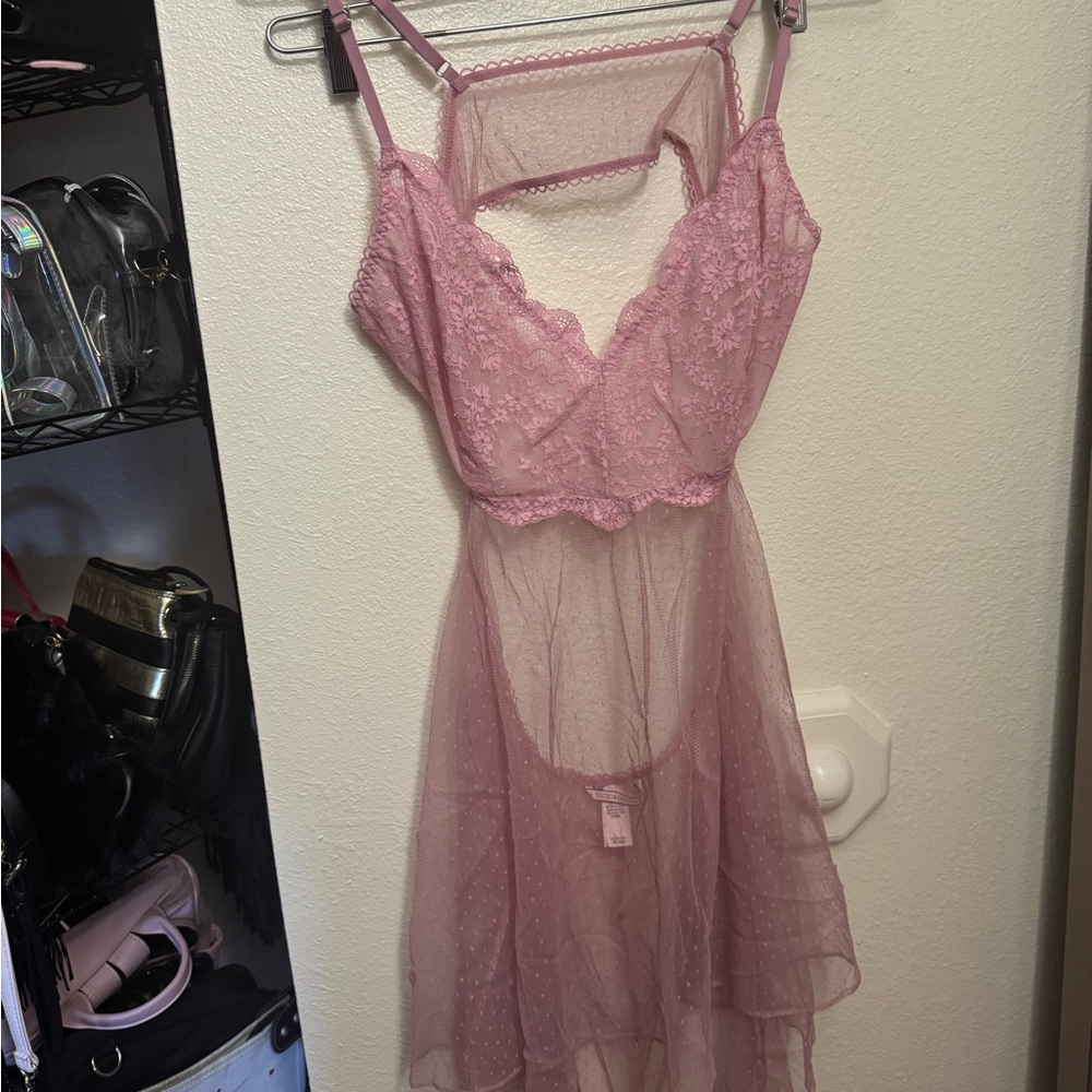 Elegant Pink Lace Nightgown